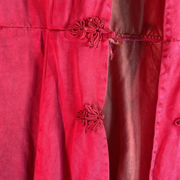 Vintage red satin Hong Kong‎ made swing coat 3/4 sleeves. 32” chest 352 - Picture 2 of 9